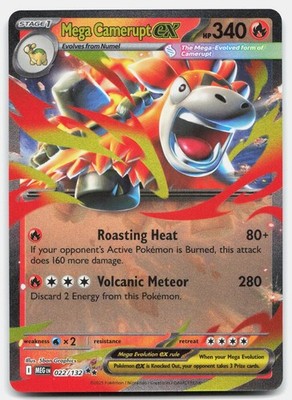 Mega Camerupt ex 022/132 Double Rare Mega Evolution Pokemon Near Mint