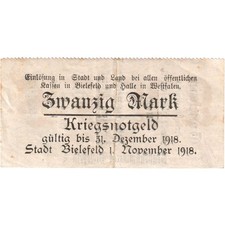 [#294611] Germany, Bielefeld, 20 Mark, 1918-11-01, EF
