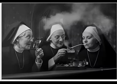 Nuns Smoking Canvas Print,  Funny Art