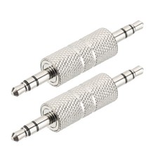 3.5mm Male to Male Audio Connector 2Pcs Metal Jack Adapter Silver