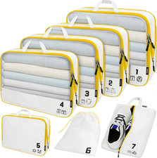 7 Set Compression Packing Cubes Travel Accessories Expandable Packing Organizers