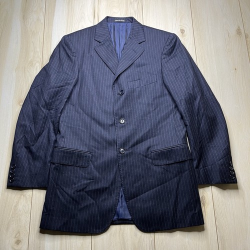 Pal Zileri Pull 100% Wool Blazer Pinstripe Mens Size 36R Navy Blue Made In Italy
