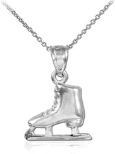 925 Sterling Silver Ice Skate Winter Sports Charm Figure Skating Pendant Necklac