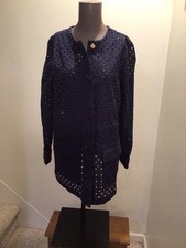 Chico  s Dusk Navy Eyelet Jacket Size 1 Medium NWT MSRP 89.95