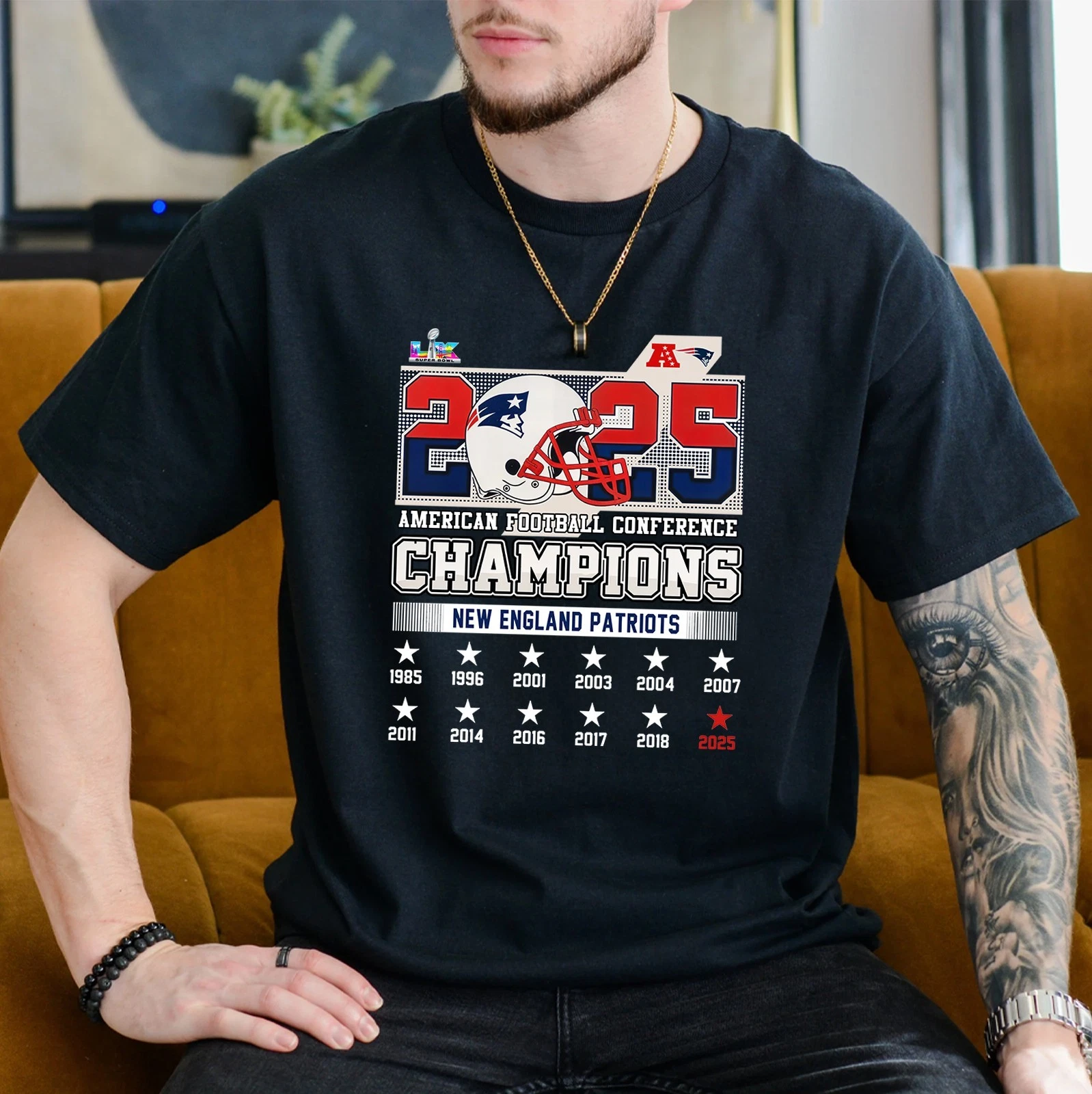 New England Patriots 2025 AFC Champions 12x TShirt