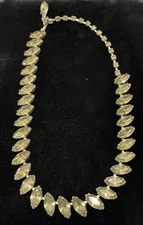 VINTAGE FENICHEL SPARKLING SMOKY Gray “DIAMOND” RHINESTONE NECKLACE Choker