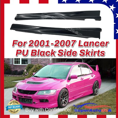#ad Fits 2001 2007 Mitsubishi Lancer Evolution 7 8 9 JDM PU Black Side Body Skirts $189.99