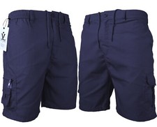 Mens Cargo Shorts Combat Multi Pocket Elasticated Waist Plain Lightweight Shorts