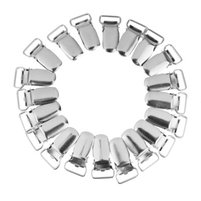 20 Stck. Silber Metall Klammer Schnuller Hosenträger Clips Halter Riemen Griff Handwerk 1,5 cm