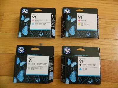 2019/8 ORIGINAL SET 4 HP #91 DRUCKKÖPFE C9460A C9461A-C9463A DESIGNJET Z6100 NEU