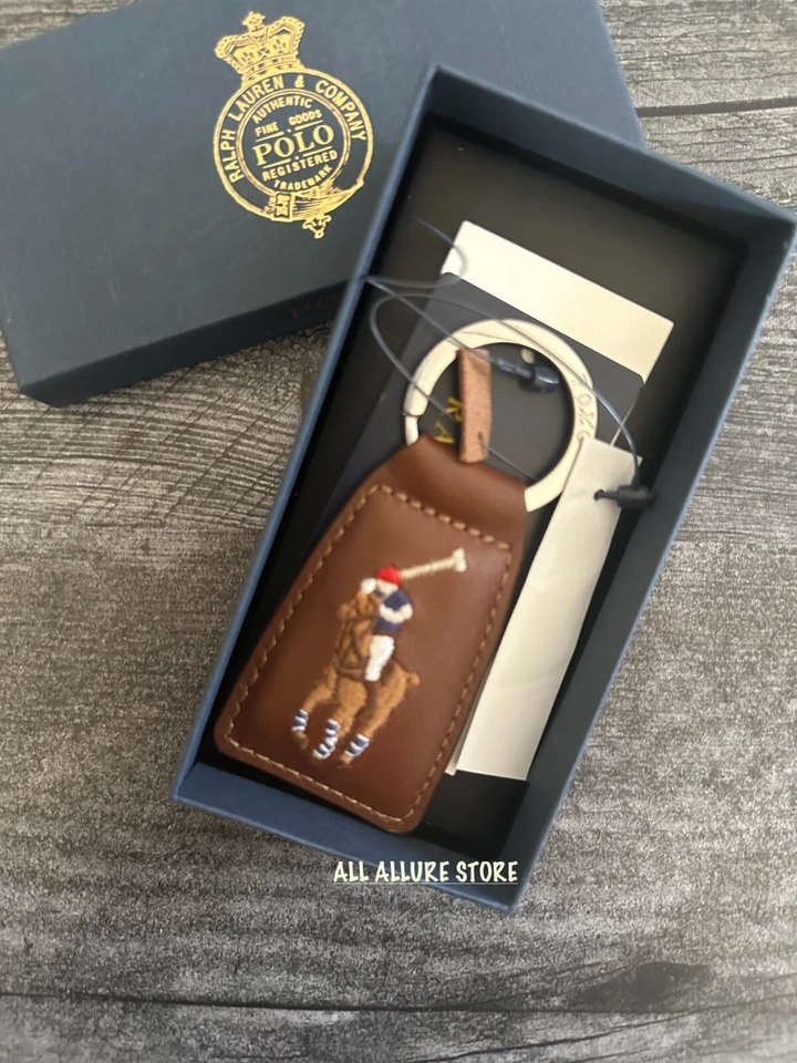 Llavero Polo Ralph Lauren Marrón Multi Cuero Bordado Big Pony EN CAJA Foto 2 de 4