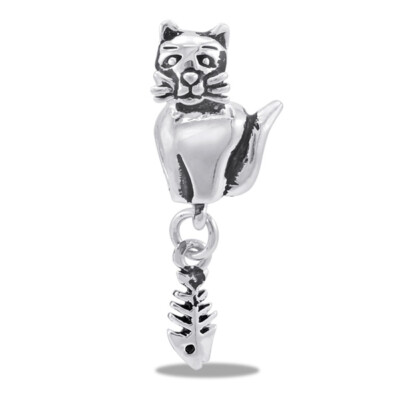 DaVinci Beads Silver Cat With Fish Bones Jewelry DB21-2