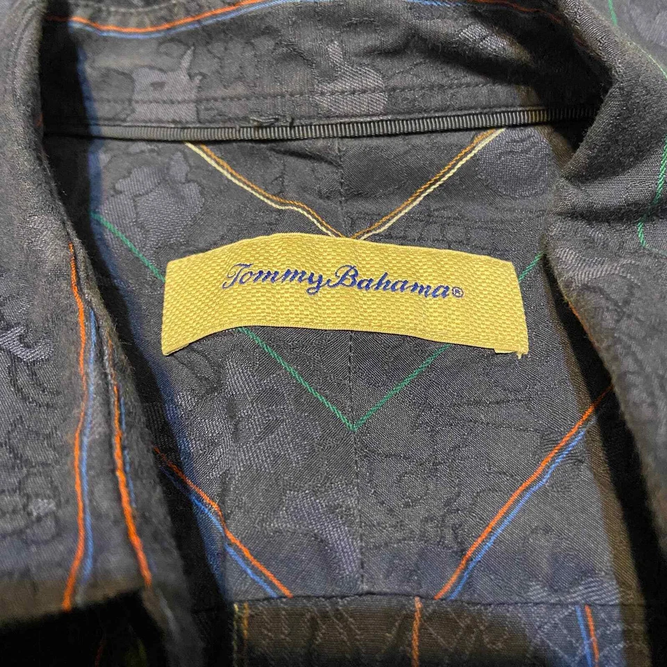 Tommy Bahama Cotton Silk Blue Floral Paisley Button Down Shirt Size Large Foto 4 de 4