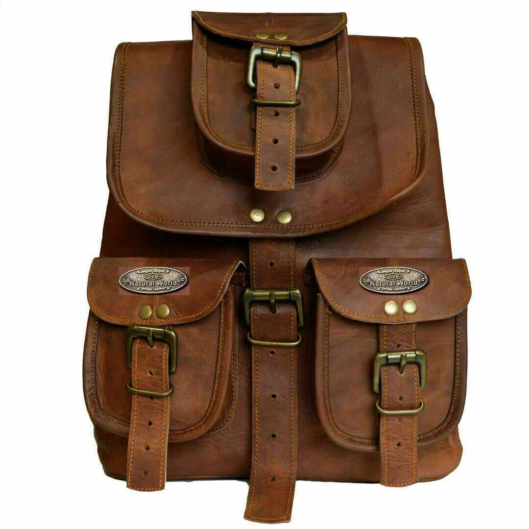 New Genuine Leather Back Pack backpack Travel Bag For Men's and Women's 13"