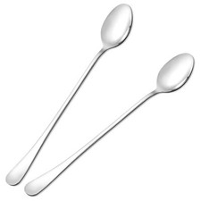 2 PCS Long Coffee Spoons Long Handle Ice Tea Spoons Stainless Steel Long Spoo...