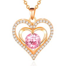 Fine Jewelry Forever Love Heart Birthstone Pendant Necklaces for Wom...