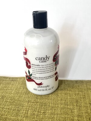 PHILOSOPHY Candy Cane Shampoo, Shower Gel & Bubble Bath - 16 oz New Sealed