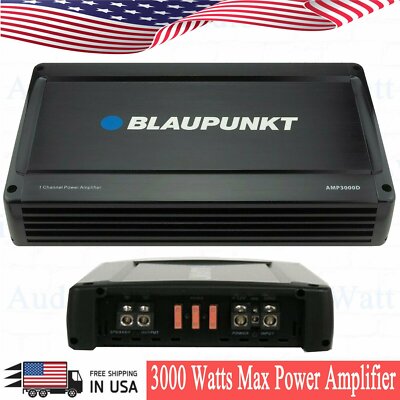 Blaupunkt AMP3000D 3000W Max 1-CH Monoblock Class D Stereo Car Audio Amplifier
