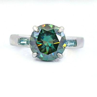 4.00 Ct Blue Treated Diamond Ring Excellent Cut VVS1 Certified ! Wedding Ring