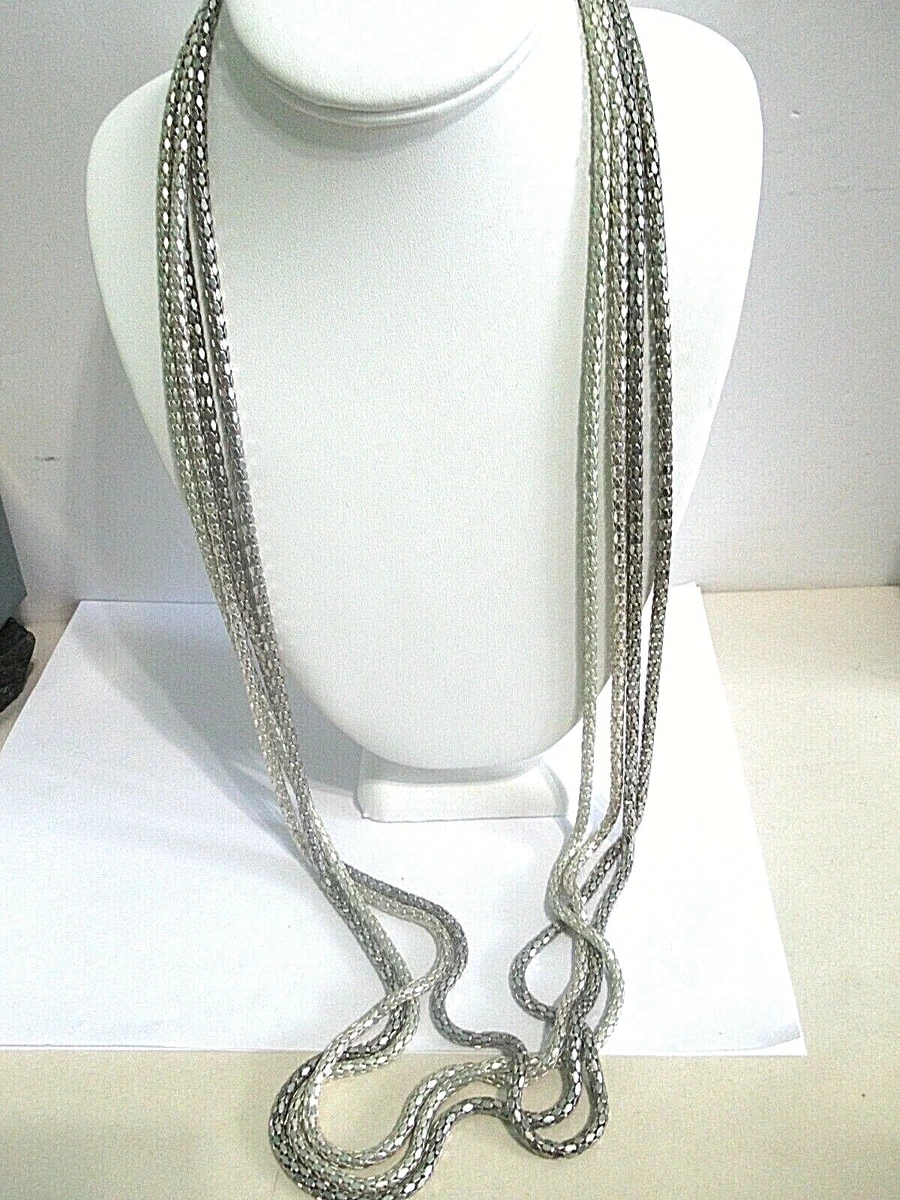 Long silver deals sparkly necklace