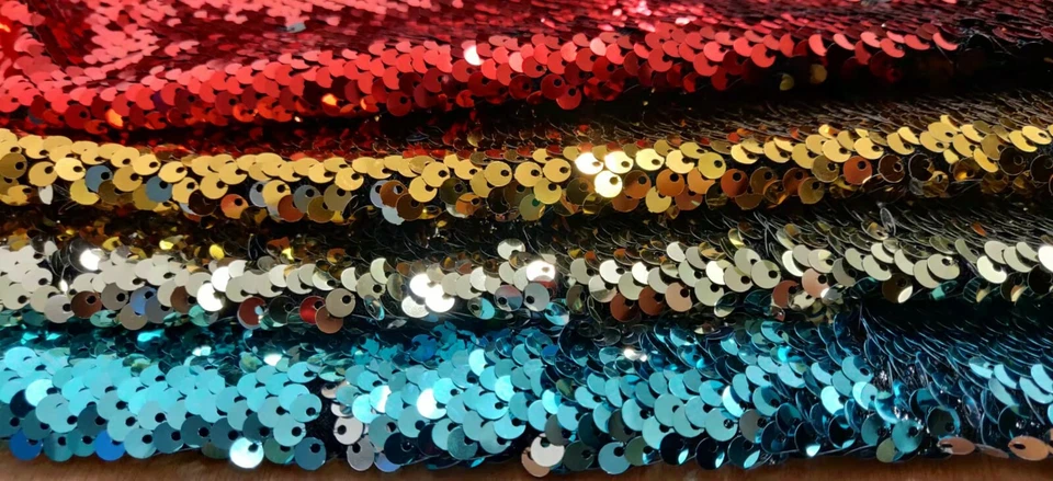 Mermaid Two Tone Color 5mm Sequin Fabric Reversible Sparkly Fabric 130cm Wide - Image 2 of 4