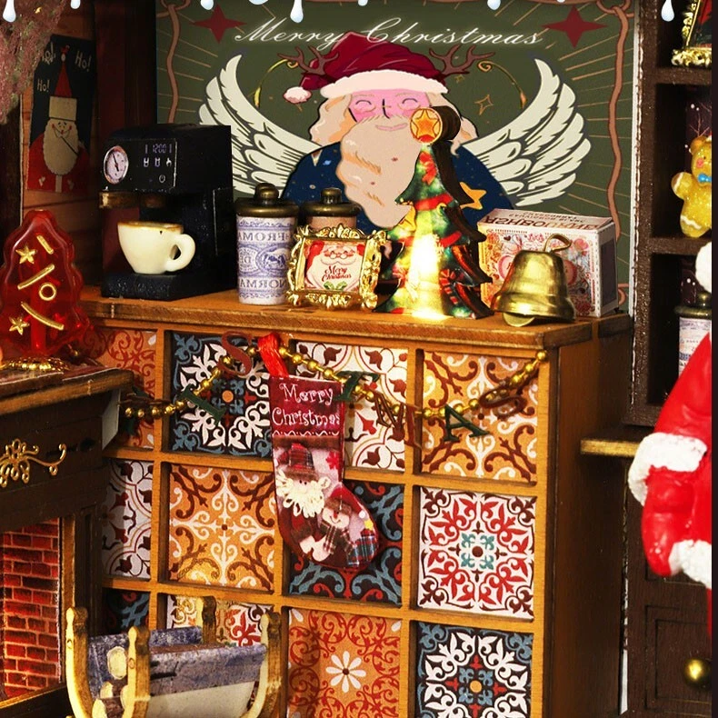 Faça Você Mesmo Natal País das Maravilhas Brinquedo Modelo Casa 3D Quebra-cabeça de Madeira Casa de Bonecas para Presente - Imagem 3 de 4