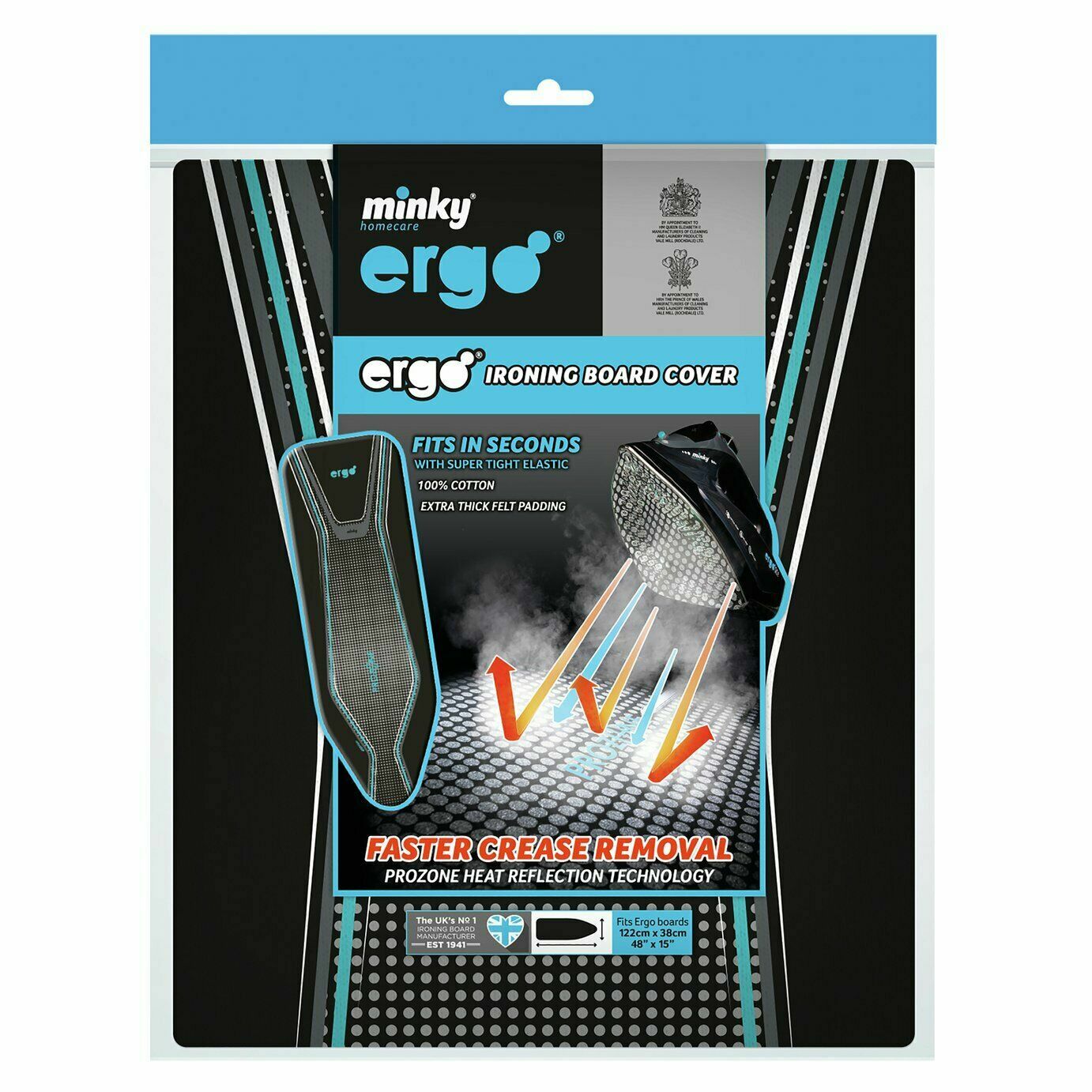Minky Ergo Ironing Board Cover Prozone Technology Combines Steam