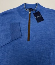 NWT Peter Millar Excursionist Flex Quarter Zip Wool Sweater VESSL Blue XXL $350