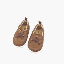 Old Navy Baby Sz 3-6 Mos Faux Leather Brown Boat Shoes Slip on Loafers EUC