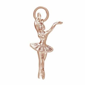 Authentic Beautiful Ballerina Dancer 14K Rose Gold Plated Pendant Necklace