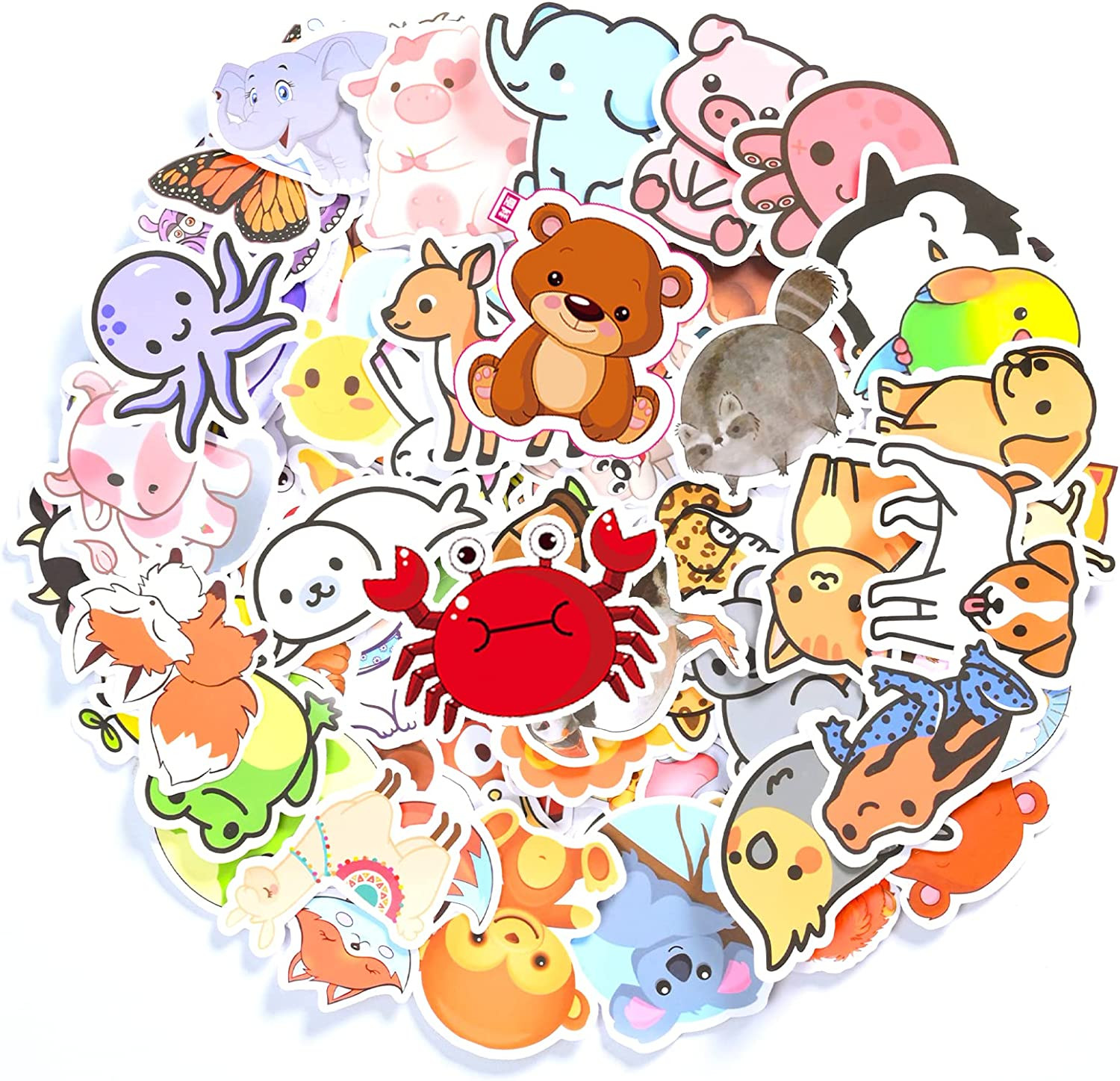 Animal Stickers for Kids &ndash; 100 Pcs Cute Water Bottle Stickers &ndash; Waterproof Vinyl