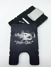 Fish Or Die, Aluminum Wallet/Credit Card Holder RFID Protection, Black