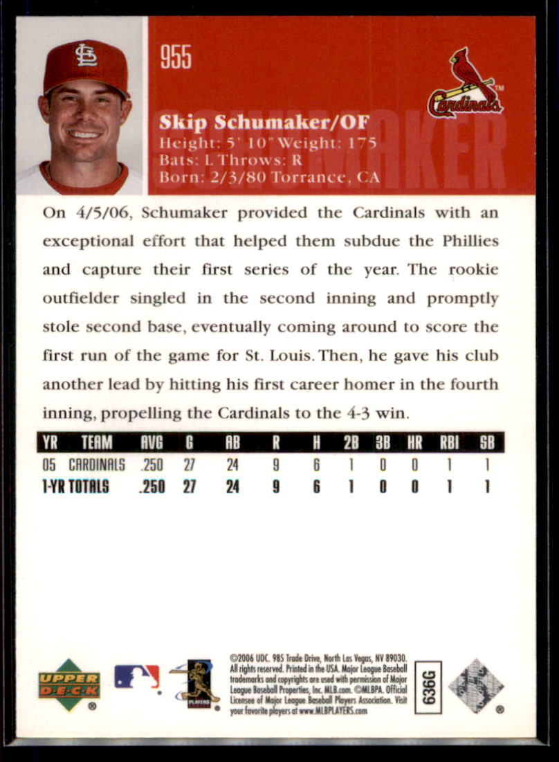 2006 Upper Deck Skip Schumaker #955 St. Louis Cardinals | eBay