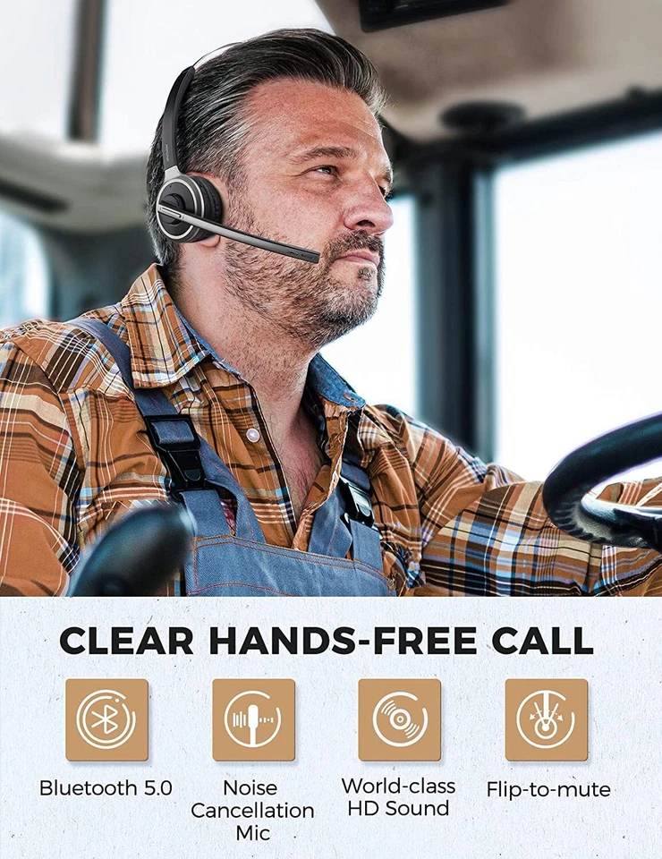 Mpow M5 卡车司机办公室蓝牙 V5.0 耳机降噪耳机带麦克风 — 第 3/4 张图片