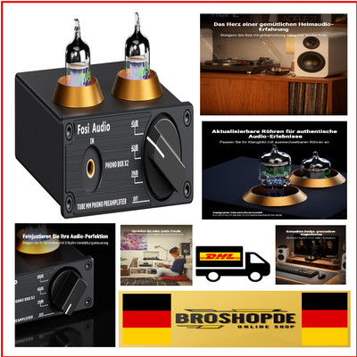Fosi Audio Box X2 HiFi Phono Vorverstärker mit Vakuumröhre und Gain-Regelung 