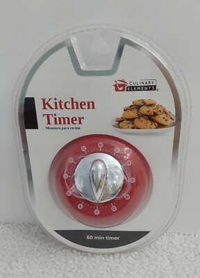 Culinary Elements Kitchen Timer Red 60 Minute Bell Ring Kitchen Accesories 