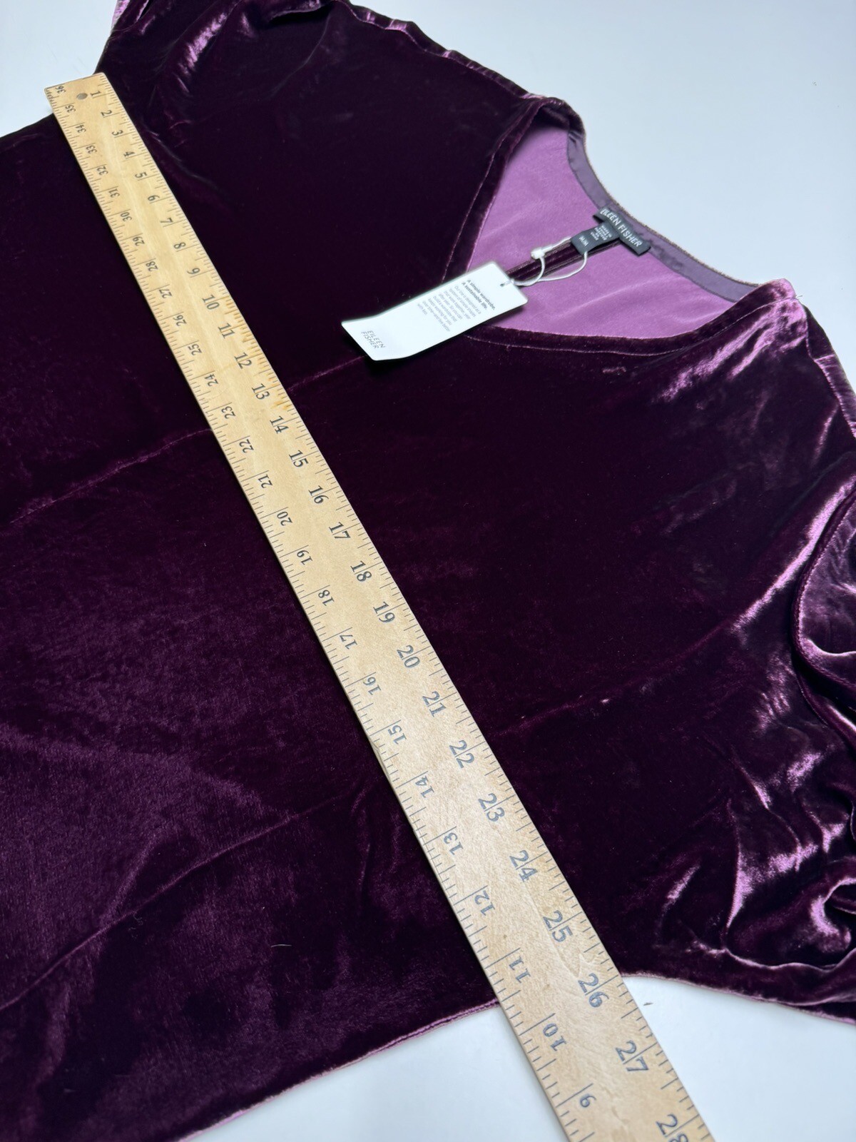 Eileen Fisher Sweet Plum Dolman Sleeve Silk Velvet V Neck Top Size M NWT $278