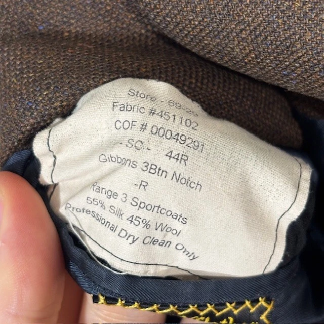 Oxxford Clothes Sportcoat Mens 44R Silk Wool Brown Blazer Jacket 3 Button - image 4 of 4