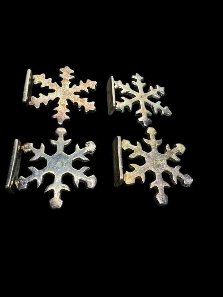 Vintage Snowflake Metal Name Card Holders Set 2" Silver - Image 3 of 4