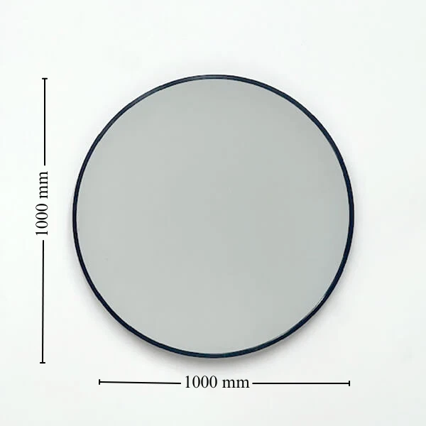 Black Round Mirror 100cm Aluminium Frame Modern Decor Living Room Bathroom Wall - image 3 of 4