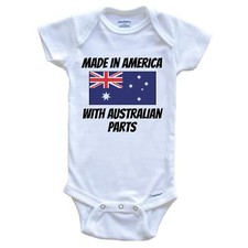 Made In America With Australian Parts Australia Flag Funny Baby Bodysuit