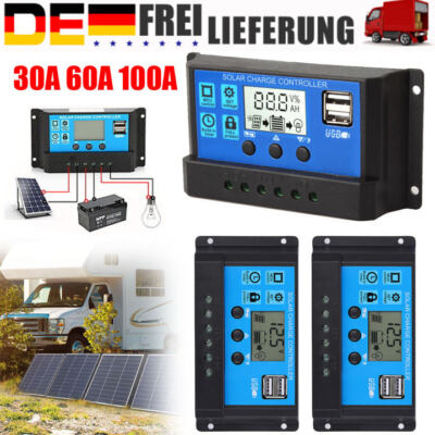 Solar Laderegler 100A 60A 30A PWM Solar Photovoltaik Laderegler Daul USB 12V 24V