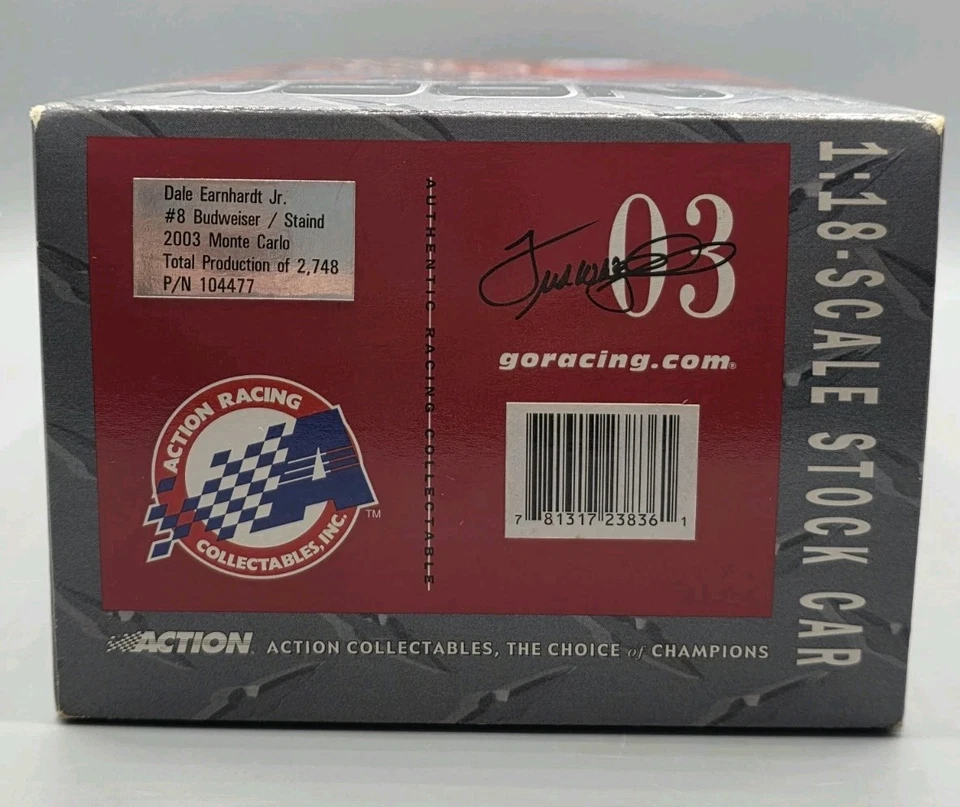 2003 Dale Earnhardt Jr #8 Budweiser Staind Monte Carlo 1:18 Scale 1 of 2,748 - Image 3 of 4