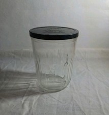 Ball Clear Glass Round Jelly Jar  with Black Metal Press-on Lid Vintage