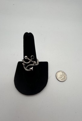 Sterling silver 925 Ring nautical Anchor Navy sz 7.25 Free form Handcrafted VTG