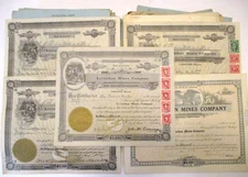 100 ++ OBSOLETE ANTIQUE 1914-23 LEVIATHAN MINES CO. STOCK CERTIFICATES + PAPERS!