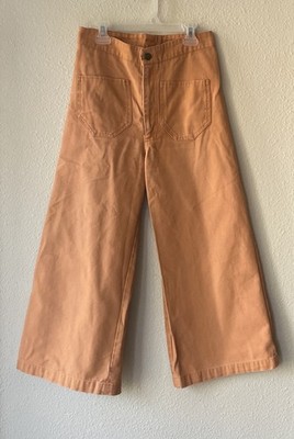Lykke Wullf Sandi Wide Leg Pants Copper  Orange Rust Cropped High Waist M