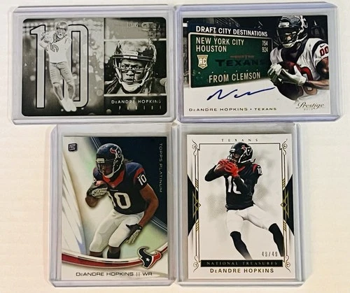 🔥4 LOT DeANDRE HOPKINS Auto RC’s National Treasures 49/49 Plates & Patches 1/1