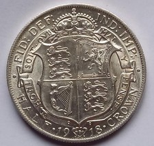 1918 Silver Half Crown Coin Uncirculated King George V