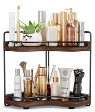 2-Tier Corner Bathroom Counter Organizer with Embedded Screw Holes, Secure ...